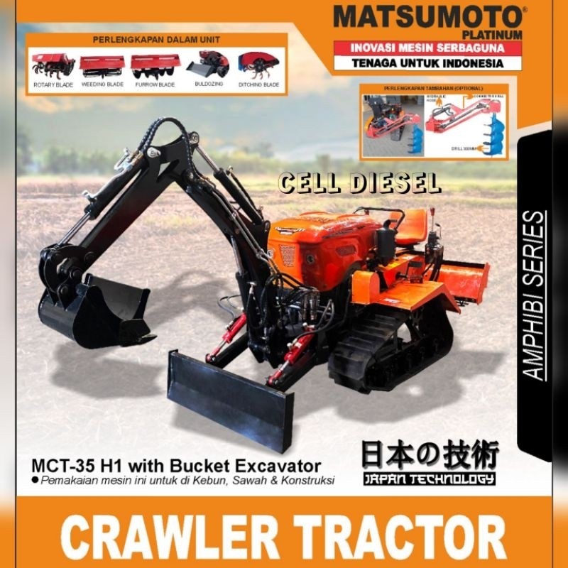 Crawler Tractor Mesin Cultivator MATSUMOTO MCT 35 H1 With Bucket Excavator