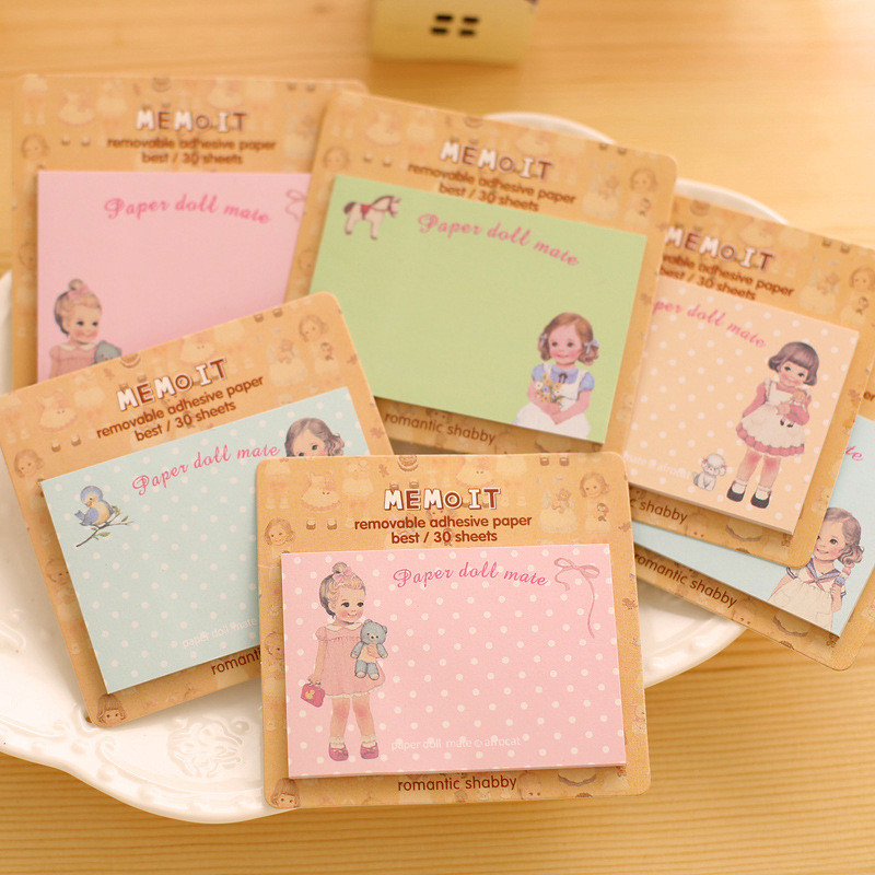 

8pcs Paper doll mate Memo pad set Post sticky notes Removable adhesive paper cute stationery material School supplies F651