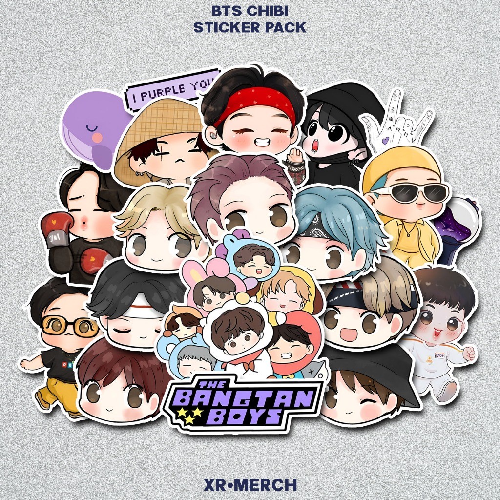 

TERLARIS PREMIUM Sticker Aesthetic BTS Chibi Kpop Isi 20pcs Waterproof Anti Air | Stiker Bangtan Sonyeondan Laptop Casing HP Helm Gitar Tumbler