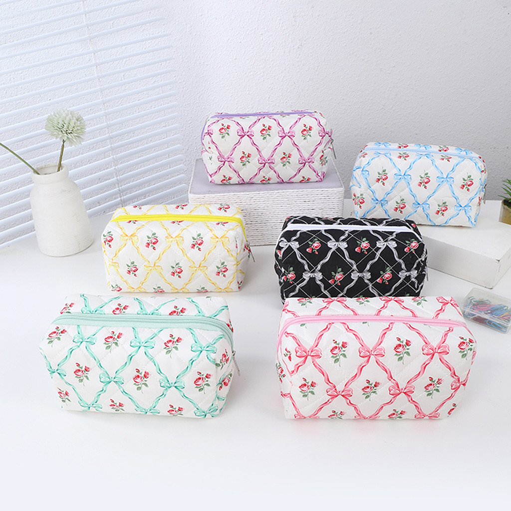 

1 Student pencil case with bow pattern, hand-held storage school stationery storage bag, gift for good friends