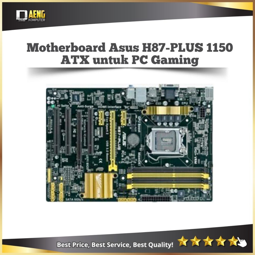 Mainboard Mobo Motherboard Pc Gaming Merk Asus H87 - PLUS Socket 1150 tipe ATX murah