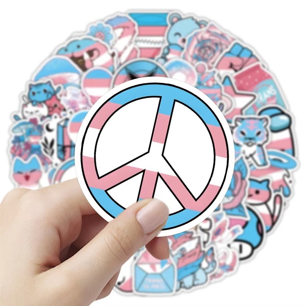 

60PcsTransgender Pride Trans Stickers Car Bike Travel Luggage Guitar Laptop Fridge Cartoon Decal DIY Scrapbook Stationary