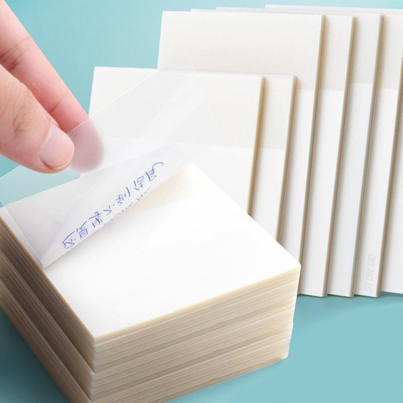 

50 Sheets Transparent Waterproof Sticky Note Pads Notepads Posits for School Stationery Office Supplies