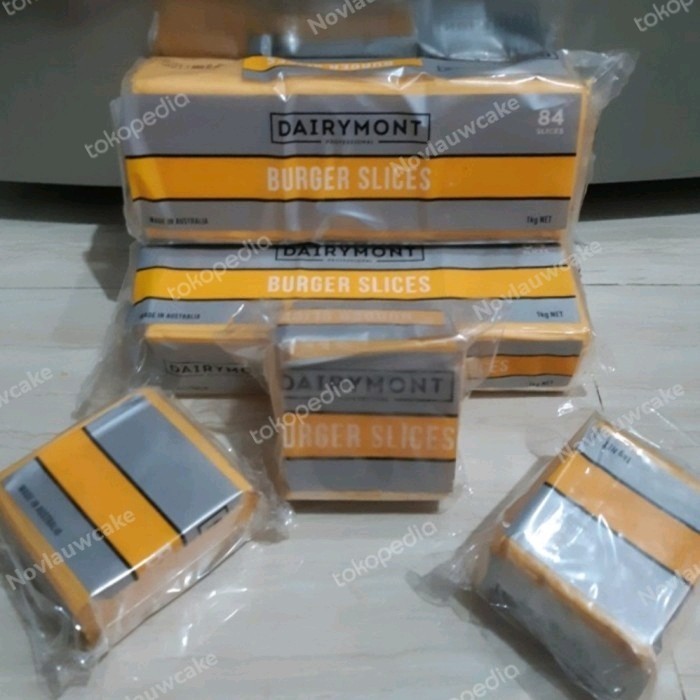 

dairymont red cheddar repack 28 slice/keju leleh burger orange