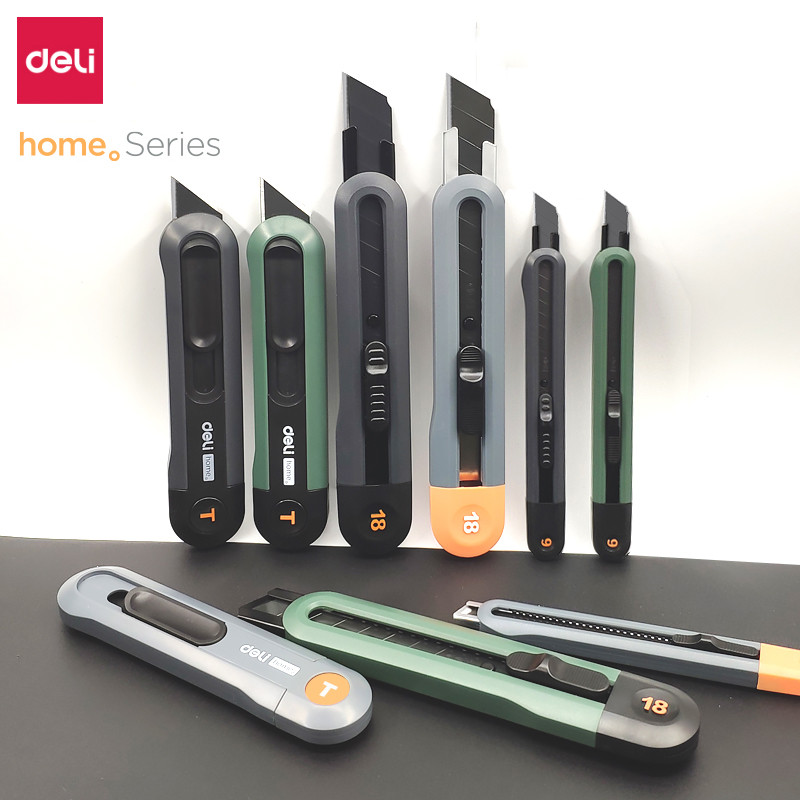 

Deli Utility Knife Portable Pocket Box Cutter Retractable Paper нож 18MM 9MM Metal Blade for Office School Stationery Supplies