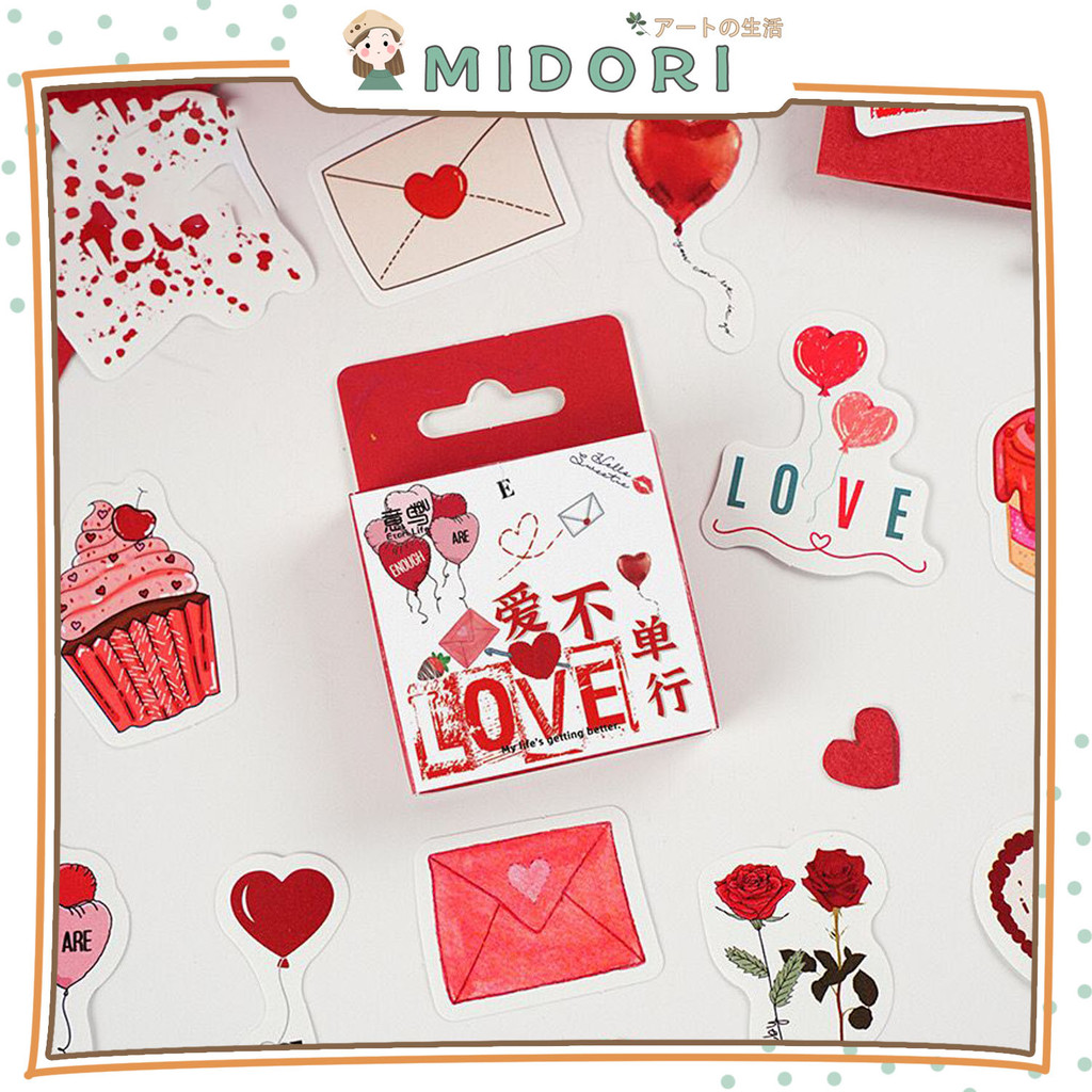 

[MIDORI] 46Pcs RED LOVE Deco Sticker DIY Scrapbook Stiker Jurnal Dekorasi Diary Kotak - B0516
