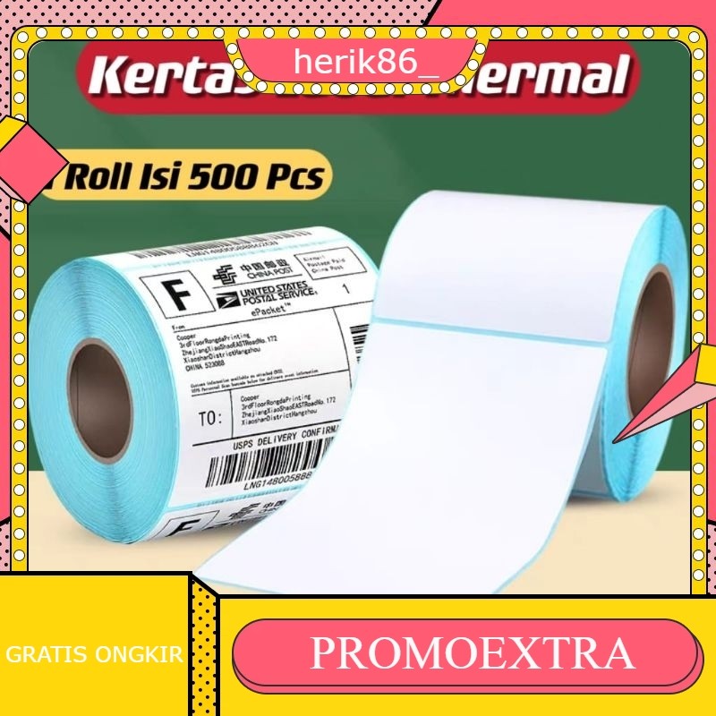 

Kertas Thernal ROLL 100x150 isi 500 pcs/ Label Thernal barcode Mrlion