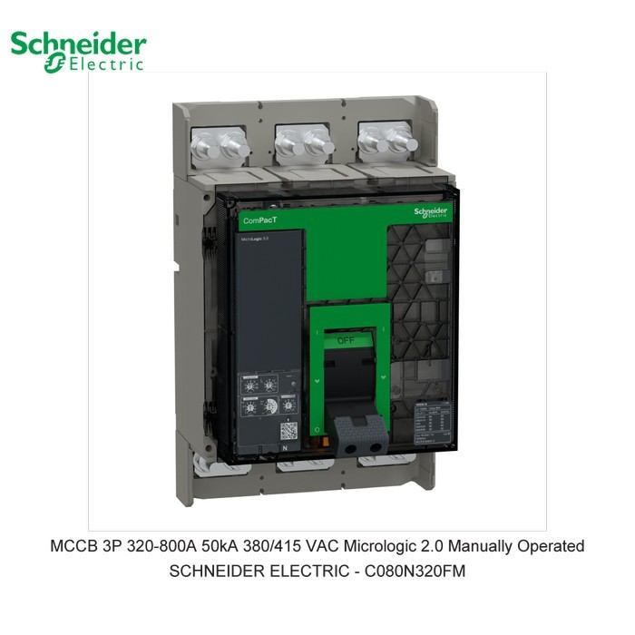 MCCB 3P 320-800A 50kA 380/415 VAC Micrologic 2.0 Manually Operated - 800A