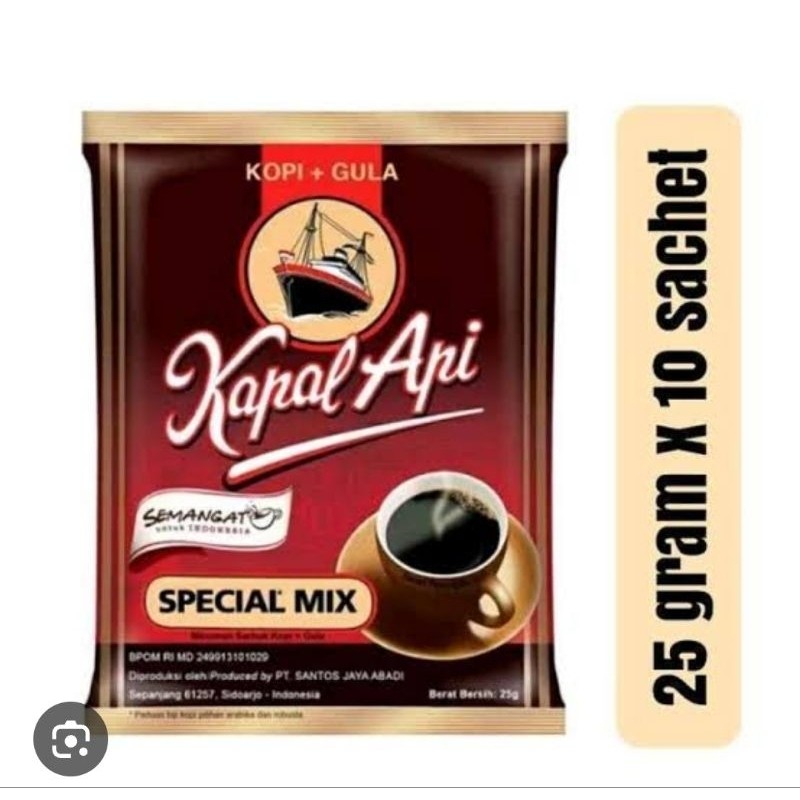 

Kopi Kapal Api Special Mix Isi 10 Pcs / Kapal Api Mix Renceng 25gr x 10 Pcs