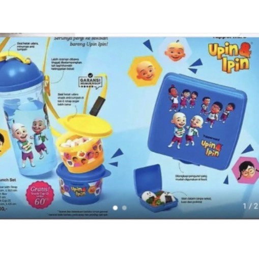 Tempat makan dan minum anak Tupperware Transformer Lunch set - Upin-Ipin