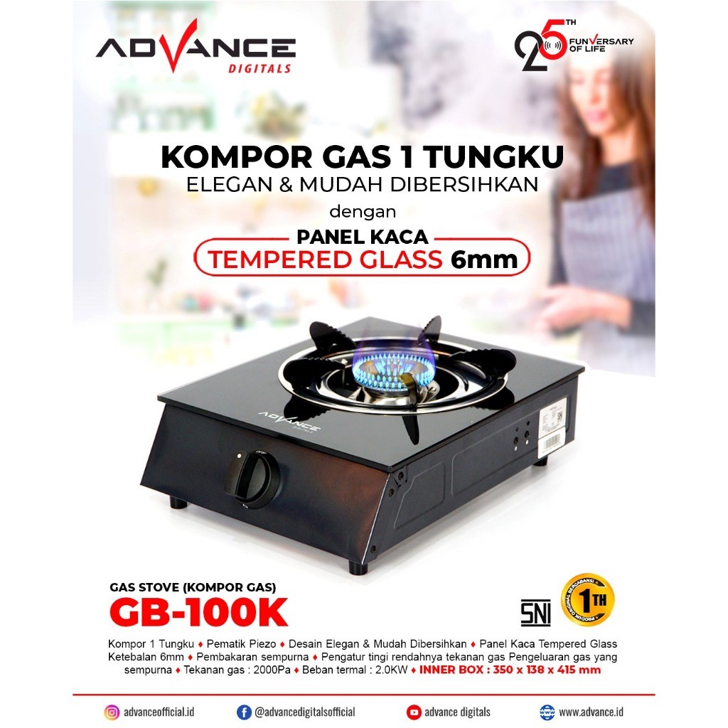 BYRUSTORE. READY  KOMPOR GAS KACA 1 TUNGKU GB100K / ADVANCE GB101K / KOMPOR GAS KACA 1 TUNGKU /