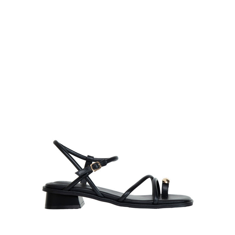 Pazzion Flat Sandals with Gold Hardware - Black