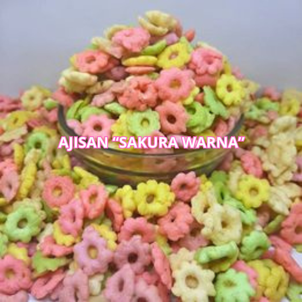 

BESTSELLER ! ajisan snack jadul 80an sakura warna 1kg