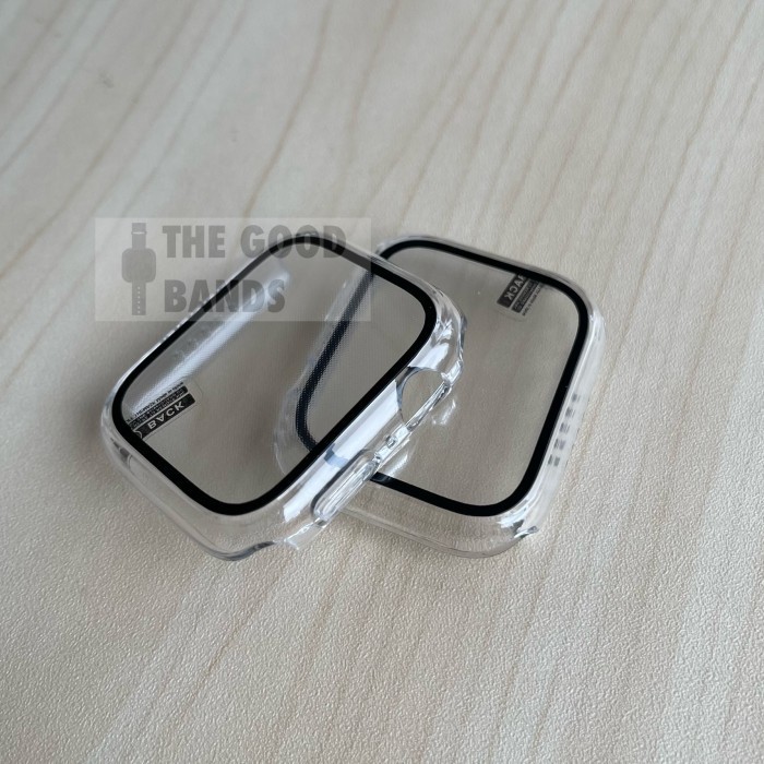 [[PROMO]] Case Apple Watch 9 8 7 41MM 45MM Casing & Glass Full Cover TG Hardcase - BLACK, 46MM Seri 