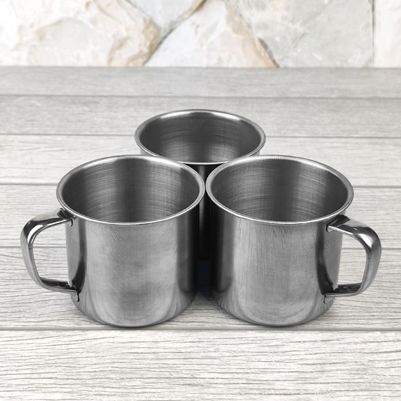 1 Lusin Gelas Cangkir Mini Kopi Teh Tahan Panas Stainless Steel 12 Pcs 190ml Mug Jadul Gelas Camping