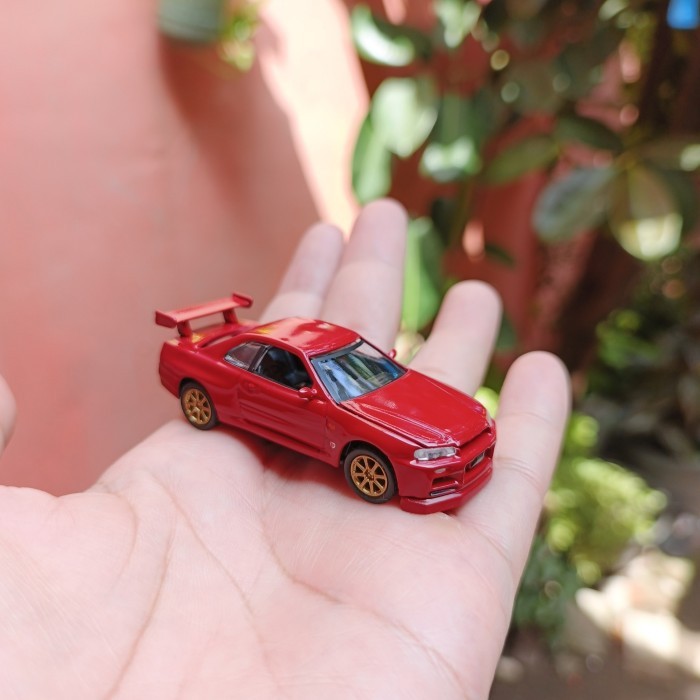 Targa Taccar NISSAN SKYLINE GT-R R34 Red 1/64 Miniscale Loose VHTF Miniatur Mainan Diecast