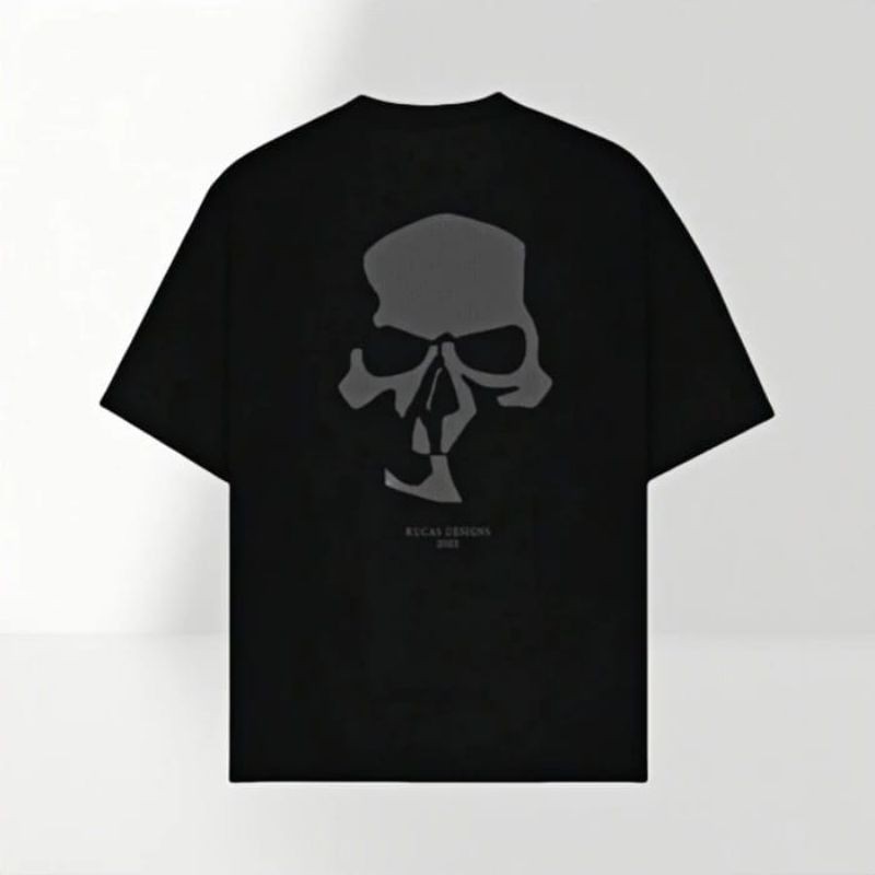 Baju Kaos Rucas Hitam Tengkorak S-XXL
