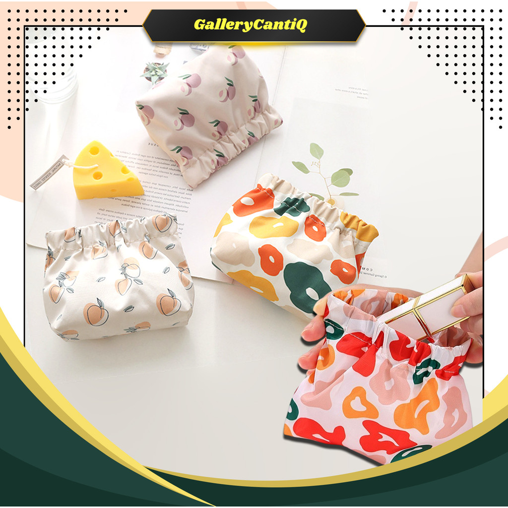 GalleryCantiQ Tas Kosmetik Pouch Mini Lipstik Bedak Dompet Kecil Koin Multifungsi Tahan Air TK05