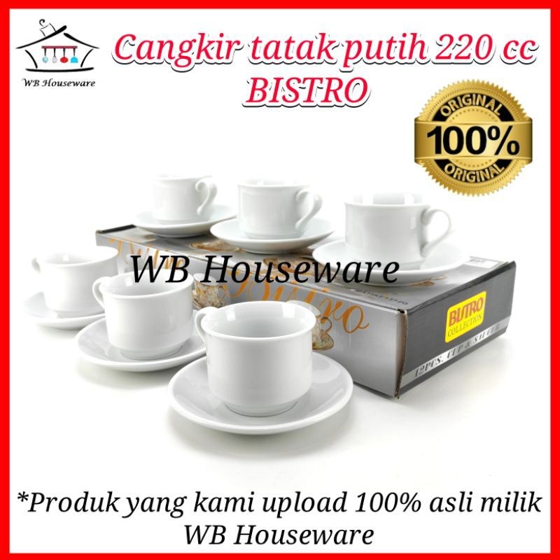 GANDISUARTINILARISSHOP cangkir tatak putih 220ml/cc / tea set / coffee set BO-13120 BISTRO