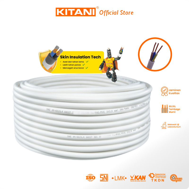 KITANI - NYM 3x2.5 mm² - 10 Meter -  Kabel Tembaga Kawat