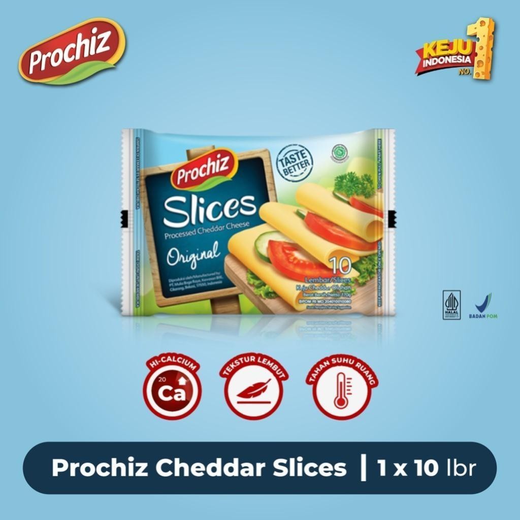 

Prochiz Premium Cheddar Slice 10s Rasa Gurih