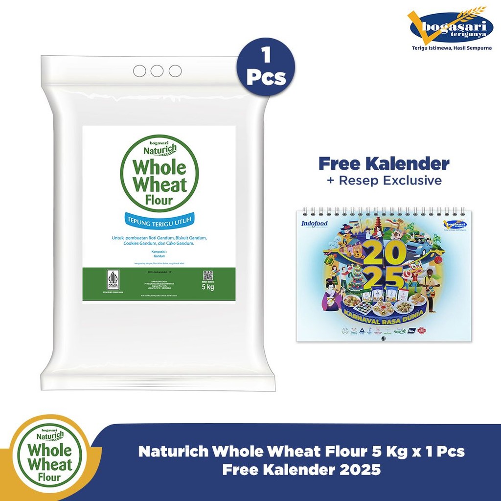 

Naturich Whole Wheat Flour 5 Kg + Kalender Dinding 2025