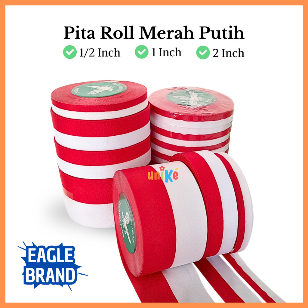 

Pita Kain Roll Merah Putih 1/2" 1" 2" / Pita Bendera Aksesoris Dekorasi Kemerdekaan DIY Hiasan Kado