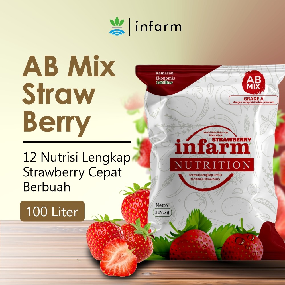 INFARM - Nutrisi Tanaman AB Mix Strawberry 100 Liter  Pupuk untuk hidroponik dan Tanah, Pupuk Buah L