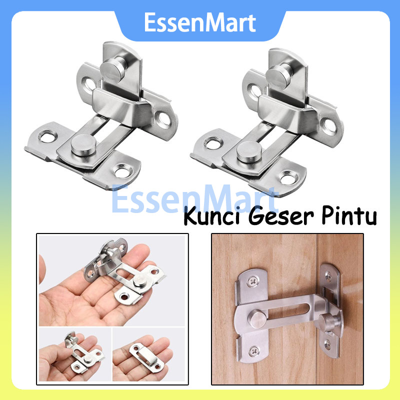 Kait Pintu Lemari Gembok Selot Sliding Door Lock / Grendel Pintu Sliding Siku 90 Derajat Stainless /