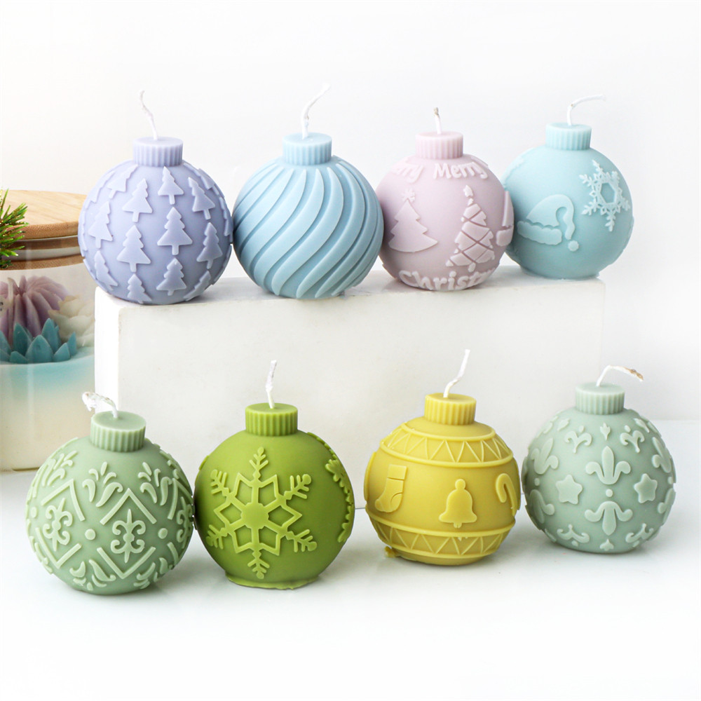 

3D Ball Candle Silicone Mold Geometric Striped Sphere Gypsum Epoxy Resin Mold DIY Soap Candle Making Home Decor