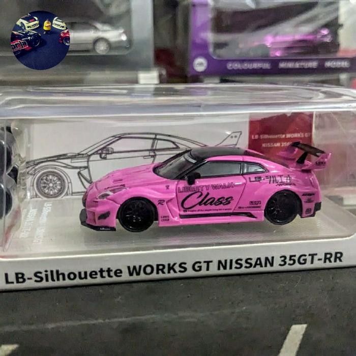 HJ99 Diecast CM Model LBWK Nissan Skyline GTR R35 35GT RR Pink Class Segel