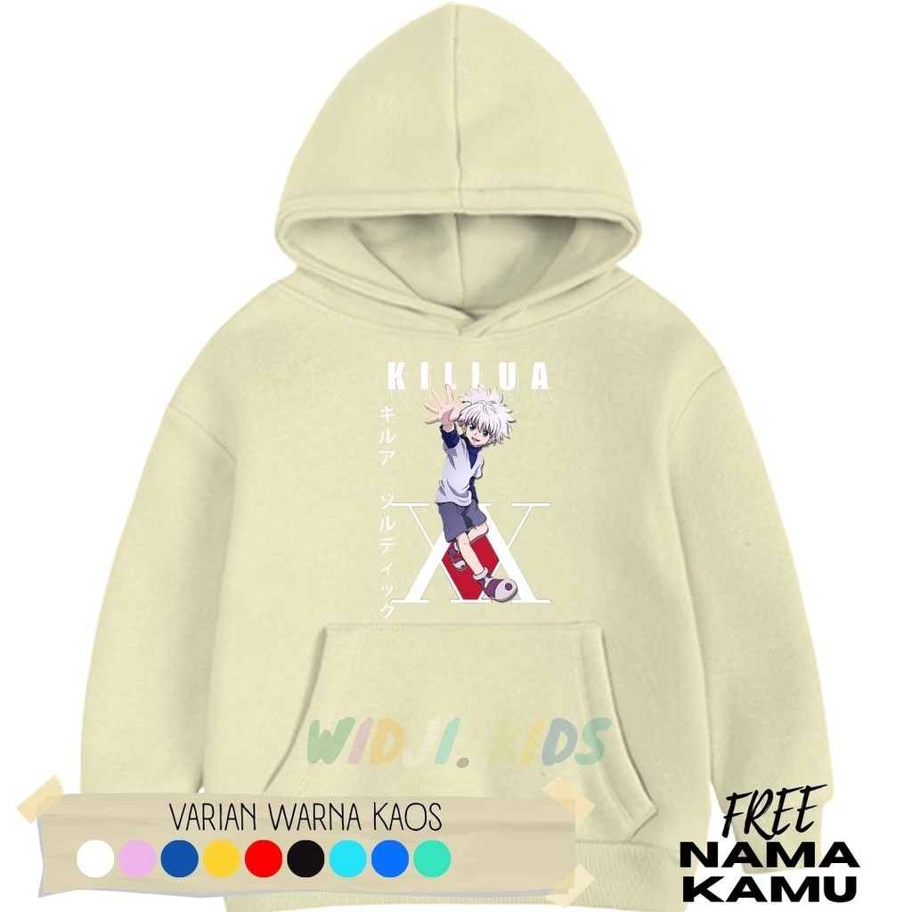 Sweater Hoodie Anak Laki-Laki/Perempuan Anime Killua X-Hunter Usia 5-10 Tahun Anak-Anak Hoodie Sweat