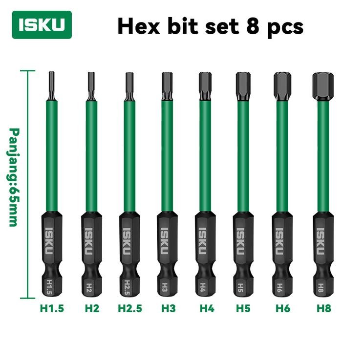 Ready Stok ISKU 8pcs Kunci Mata Obeng HEX 1/4 Key Baja S2 Set 9pcs Mata Obeng Torx Magnetic - Hex bi