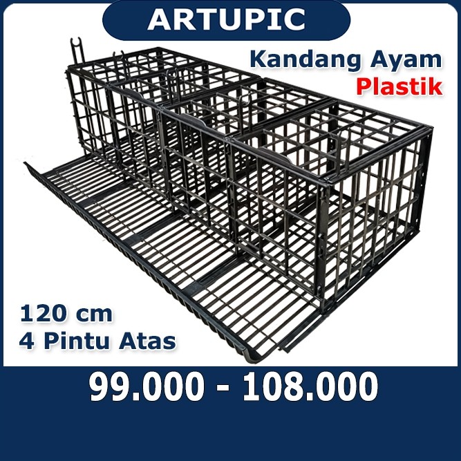LETERSHOP Kandang Baterai Ayam PLASTIK Bebek Petelur 4 Pintu Atas Artupic 8 Ekor