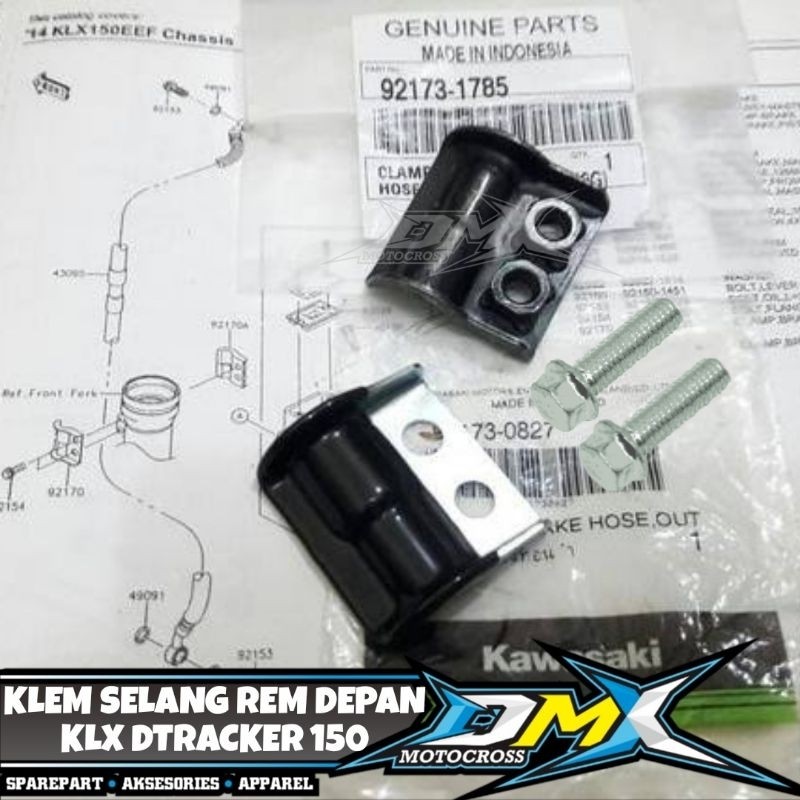 CLAMP BRAKE HOSE + BOLT KLEM SELANG REM DEPAN BOTTOM KLX DTRACKER 150 PNP HONDA CRF 150L