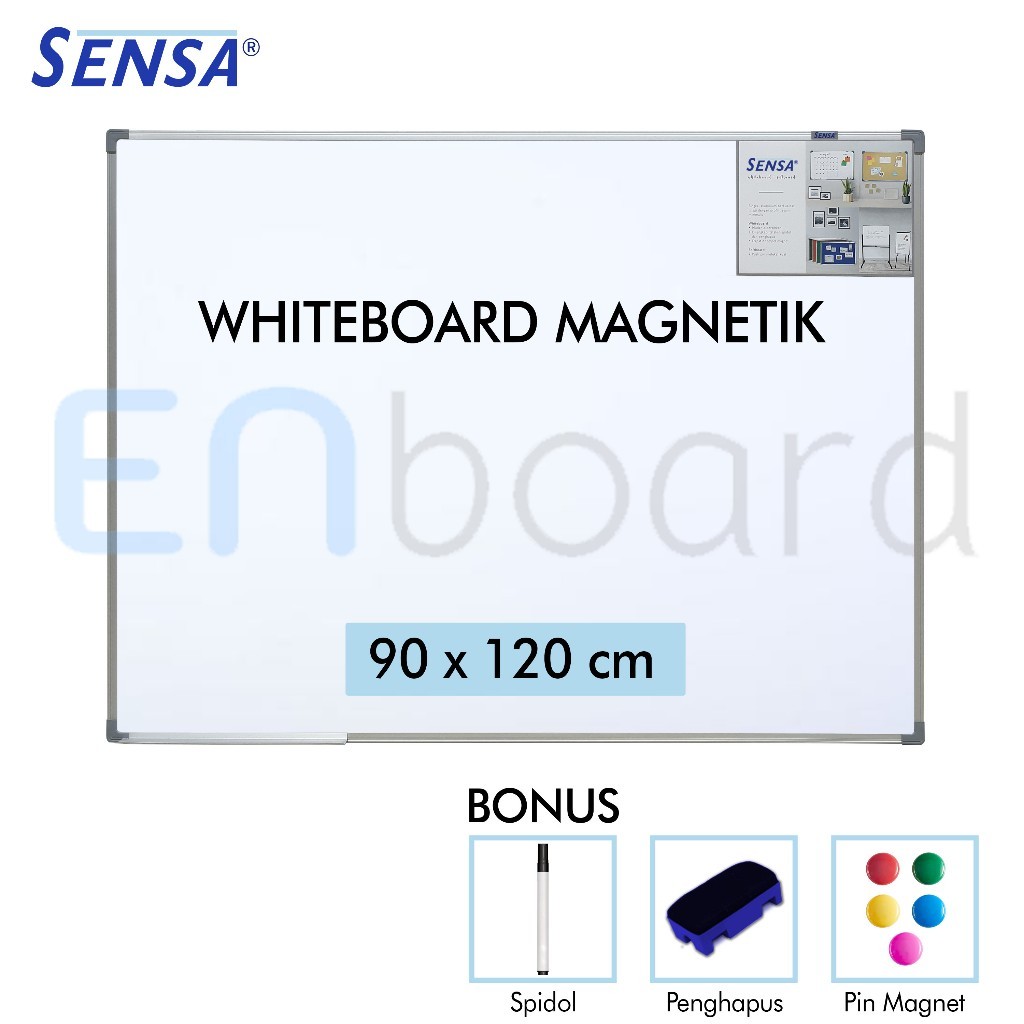

Papan Tulis Whiteboard / White Board Gantung Magnet Single Face Sensa 90 x 120 cm