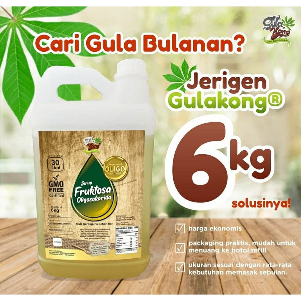 

Gulakong Gula Diet Diabetes Tapioka Singkong mocaf imocaf jirigen 6kg Cair Aman untuk Anak Autis