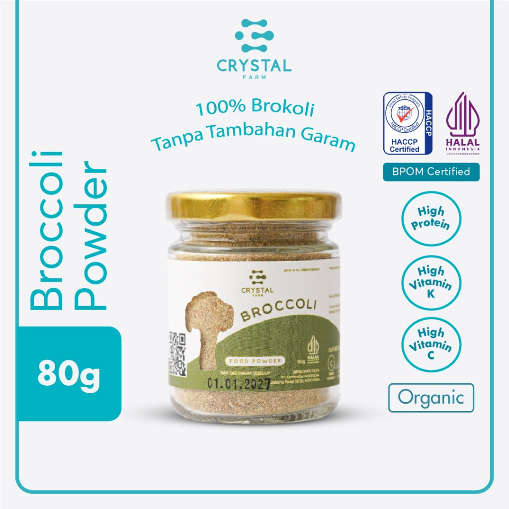 

Crystal Farm | Broccoli Powder (80gr) (20gr)/ Bubuk Sayur Brokoli/ Vegetable Food Powder Gizi MPASI Non MSG
