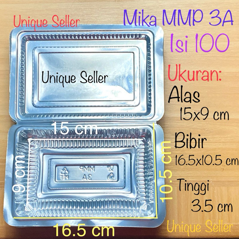[Isi100] Mika MMP 3A Uk 16.5x10.5x3.5 cm / Mika MMP 3A Uk 16.5x10.5 cm / Mika Kue Roti Jajan Wadah P