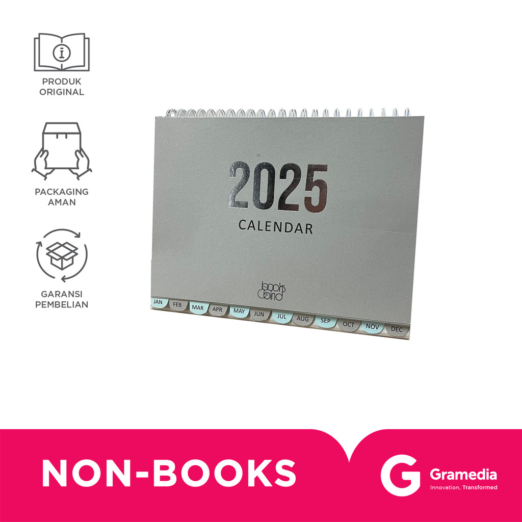 

Books & Bind Desk Calendar Grey Blue