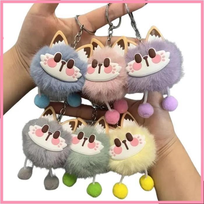 Gantungan Kunci Tas Boneka Kucing Bulu Lucu Bag Cat Keychain Accessories