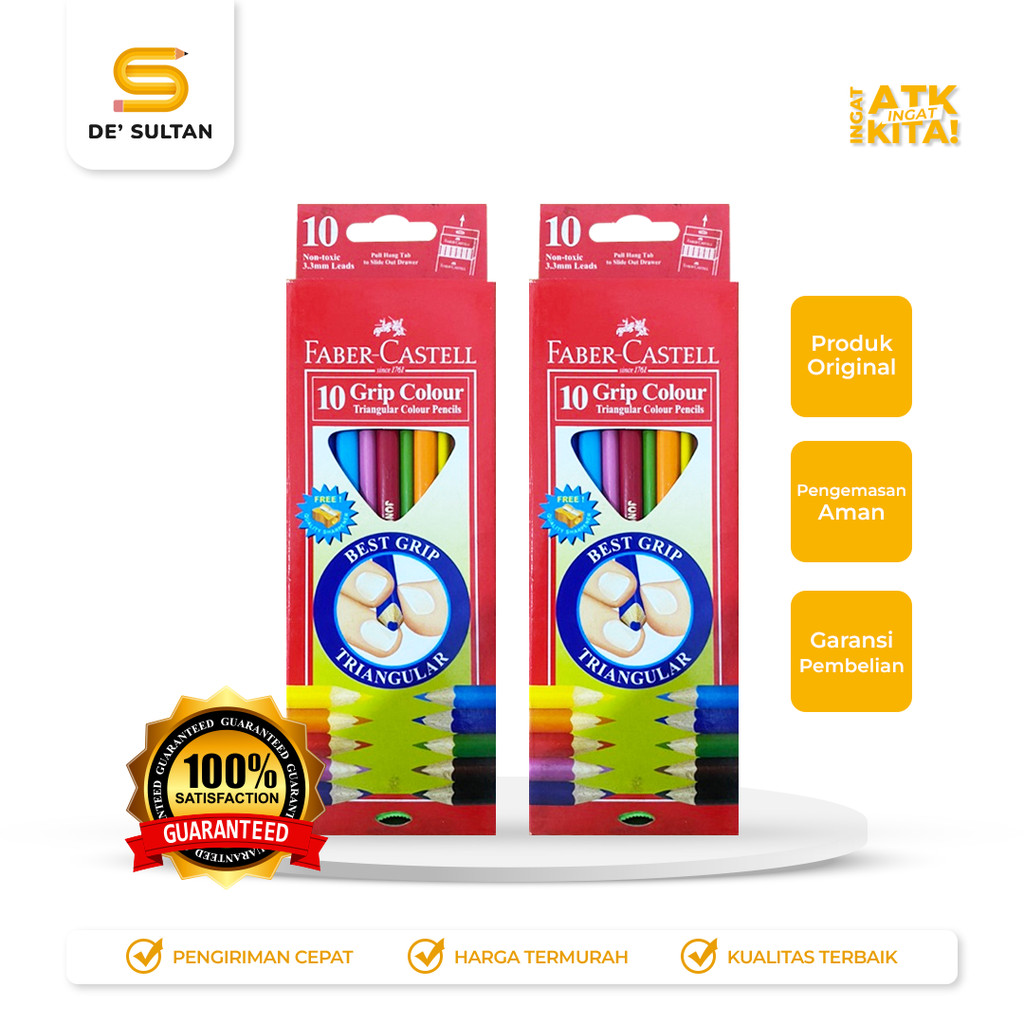 

FABER CASTELL PENSIL WARNA/ GRIP TRIANGULAR COLOR PENCIL 10 (1SET)