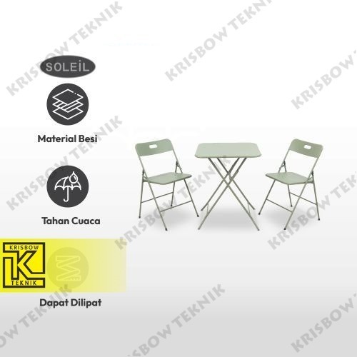 Soleil Lito Set Kursi & Meja Teras Lipat - Hijau