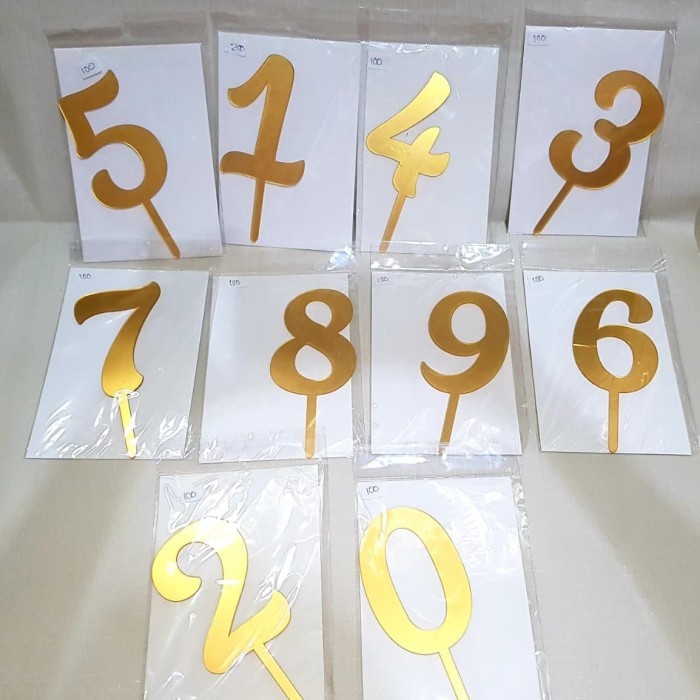 CAKE TOPPER ANGKA GOLD  BAGUS SOVENIR BRITHDAY ULTAH MURAH - 7
