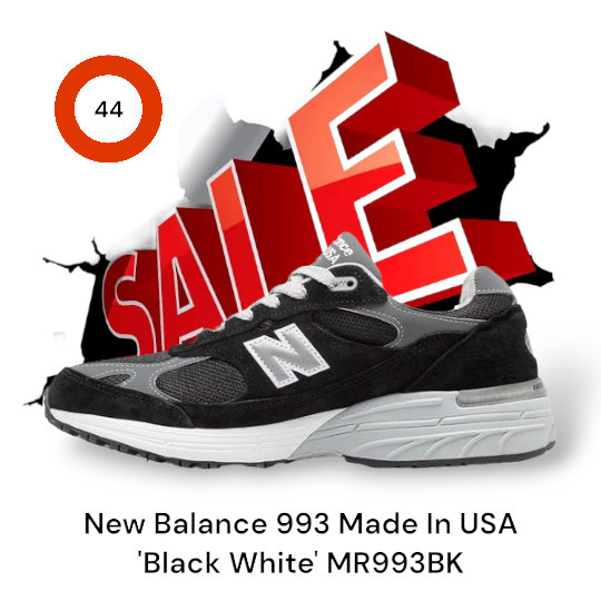 New Balance 993 Made In USA 'Black White' MR993BK - Hitam, 45