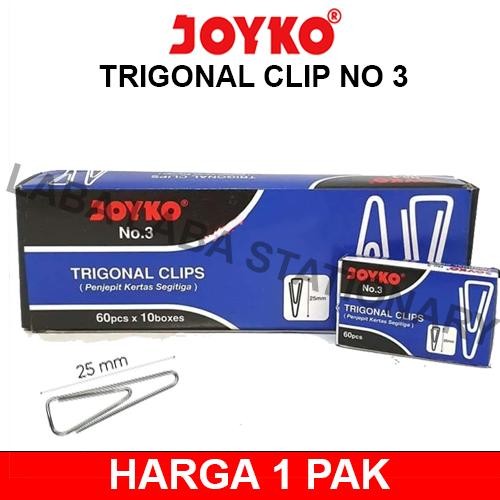 

KLIP TRIGONAL JOYKO NO 3 PAPER KERTAS TRIGONAL CLIP KECIL WARNA CHROME KROM SILVER ALT KENKO DELI 1 PAK ISI 10 KOTAK KECIL [PAK]