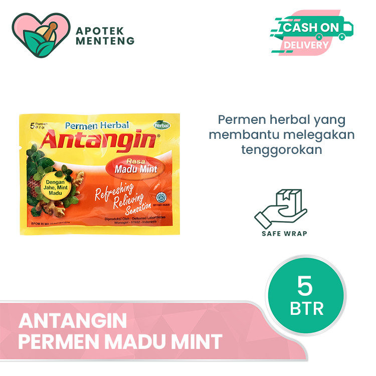 

Permen Antangin Madu Mint Sachet 5 Butir - Permen Herbal Pelega Tenggorokan