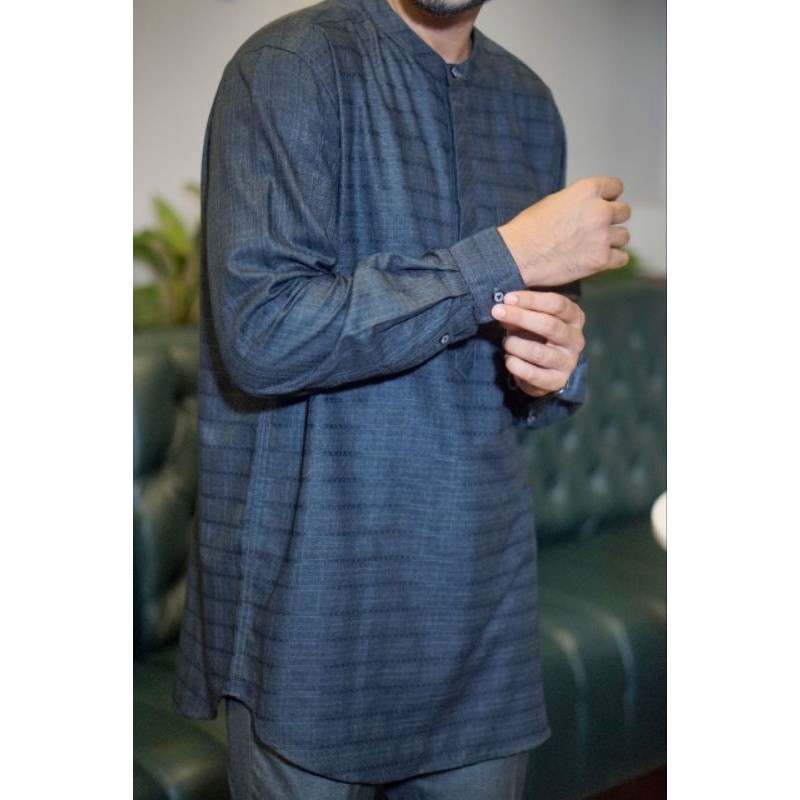 Dazick 133 Koko Dewasa Pjg Motif Kotak Kancing Setengah Premium