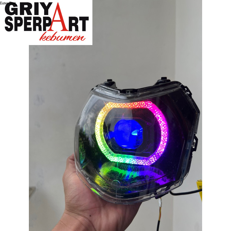 Lampu depan Vega force fi injeksi costome biled billed matrix x1 RGB ganti warna via HP