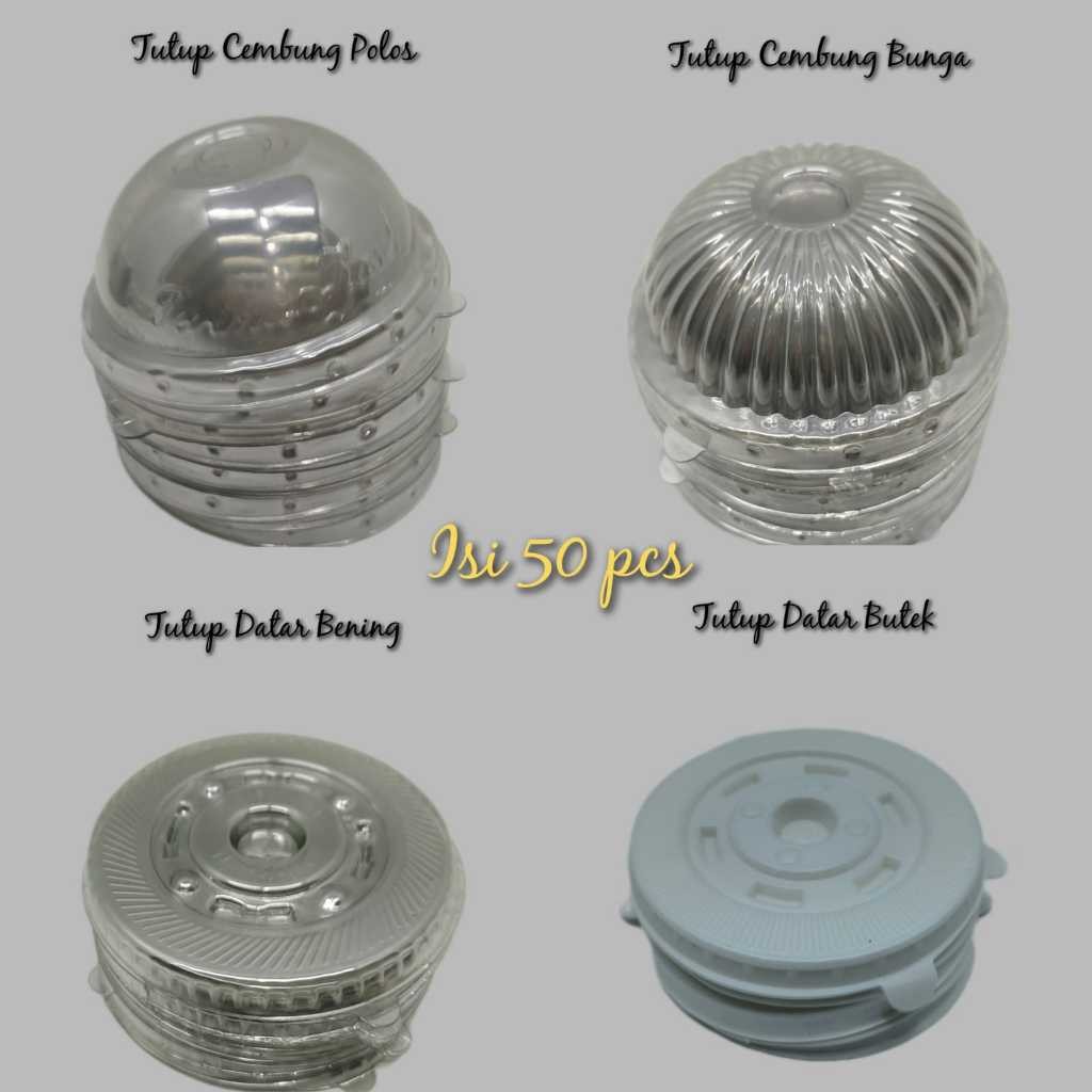 Grosir 1dus TUTUP GELAS CUP PLASTIK CEMBUNG KEMBANG GELOMBANG POLOS BENING 12OZ 10OZ 14OZ 16OZ 18OZ 